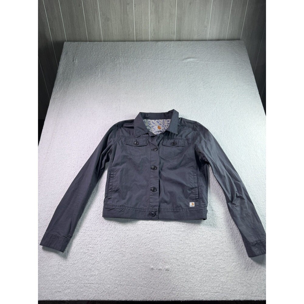 Carhartt Women's WJ026 COA Dark Grey Button-Front Canvas Jacket XL (16/18)